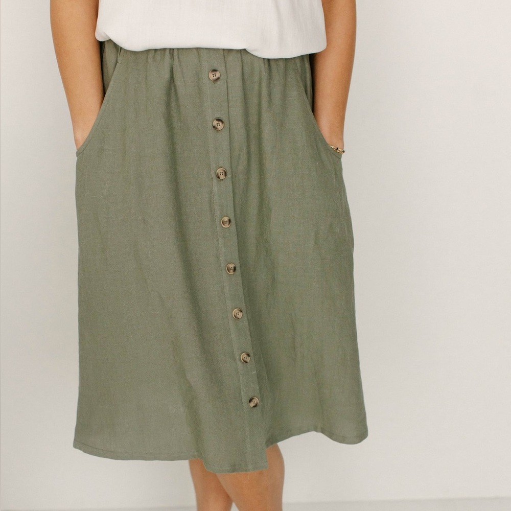 Main Street Exchange Olive Midi Skirt